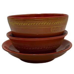 Burmese Lacquer Handmade Bowls and Plate Set From a Burma Temple
